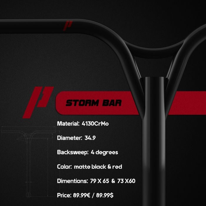 Řidítka Prime Storm 79 x 65 Black